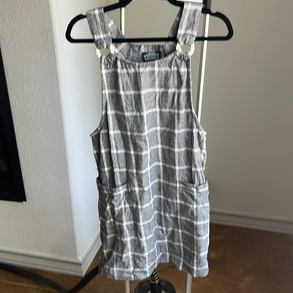 Black Plaid Jumper Dress with Pockets